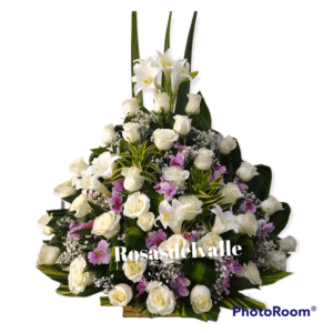 avanico elaborado en rosas y orquidea